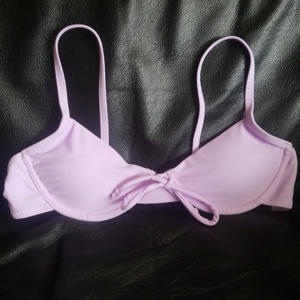 Lilac Front Tie Underwire Bikini Top